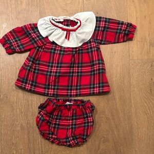 Janie and Jack Red Plaid Diaper Cover Set